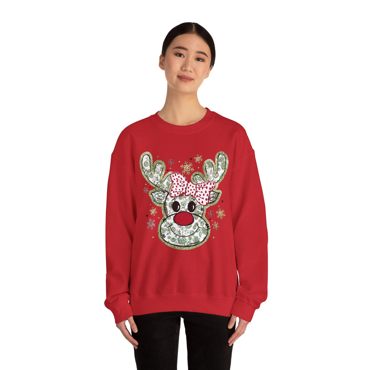 Glitter Chinoiserie Reindeer Sweatshirt