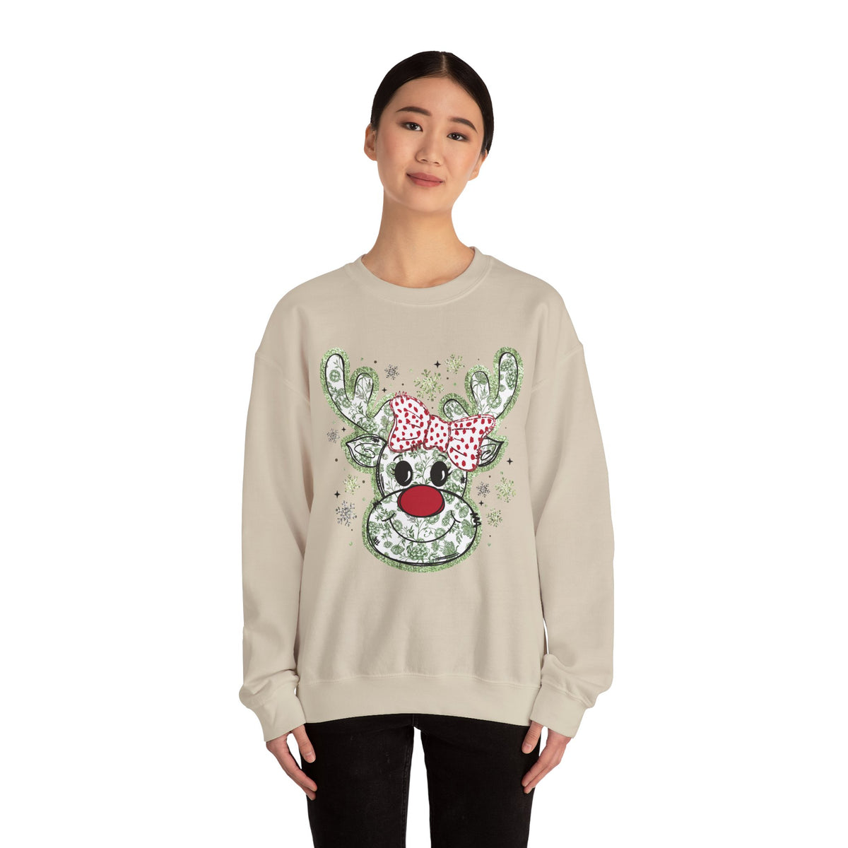 Glitter Chinoiserie Reindeer Sweatshirt