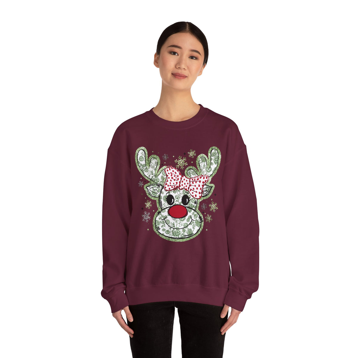 Glitter Chinoiserie Reindeer Sweatshirt