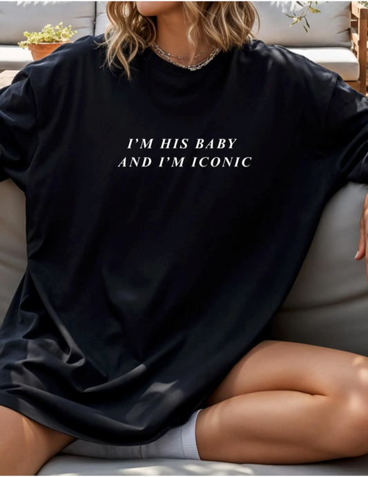I’m His Baby I’m Iconic Justin Bieber Quote Shirt, Funny Couple T-Shirt, Viral Meme Tee, Trendy Graphic Top, Justin Bieber Tee