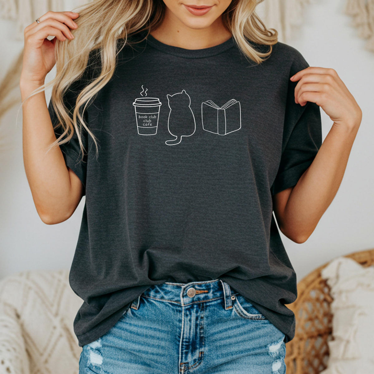 Cat Book Lover Fall Tee