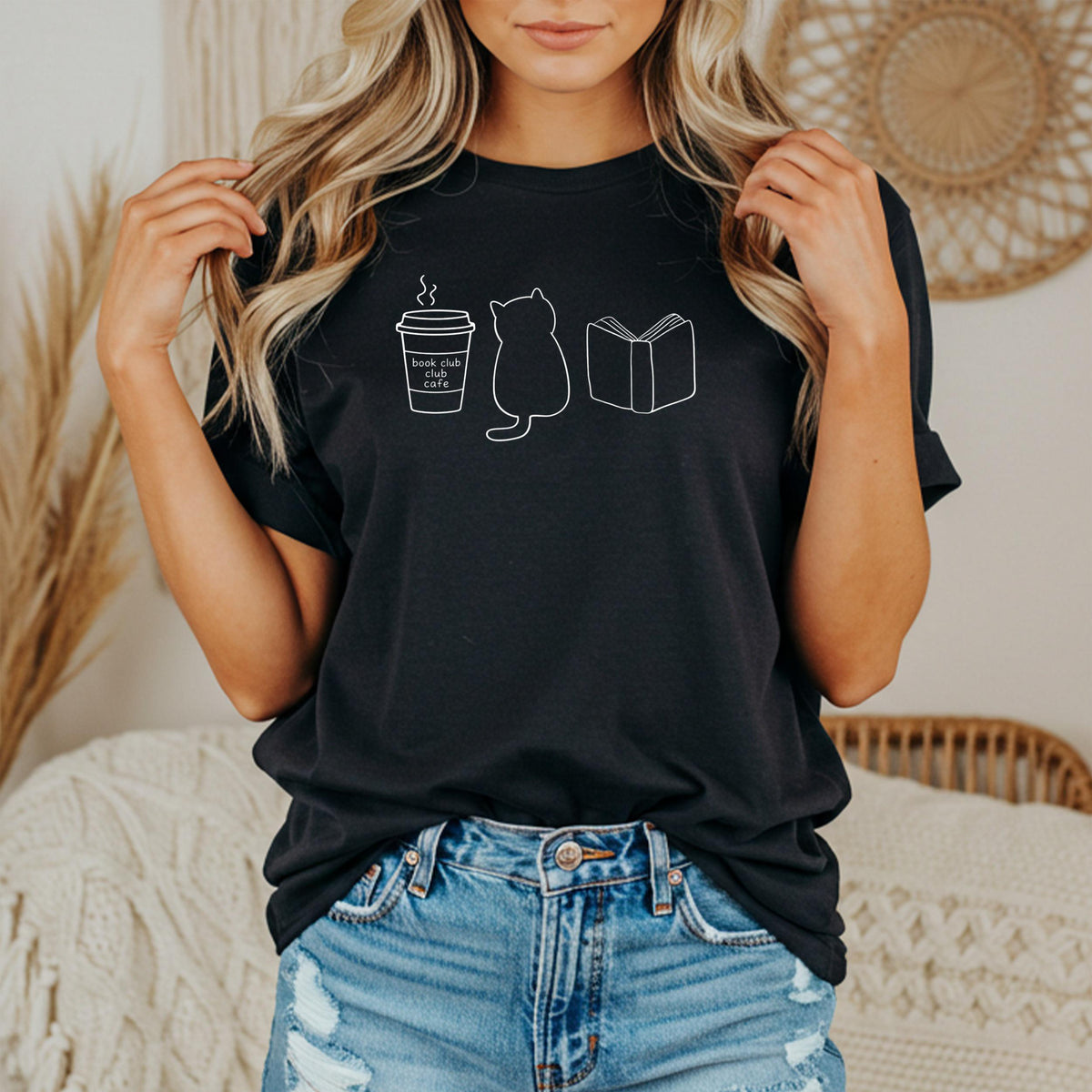 Cat Book Lover Fall Tee